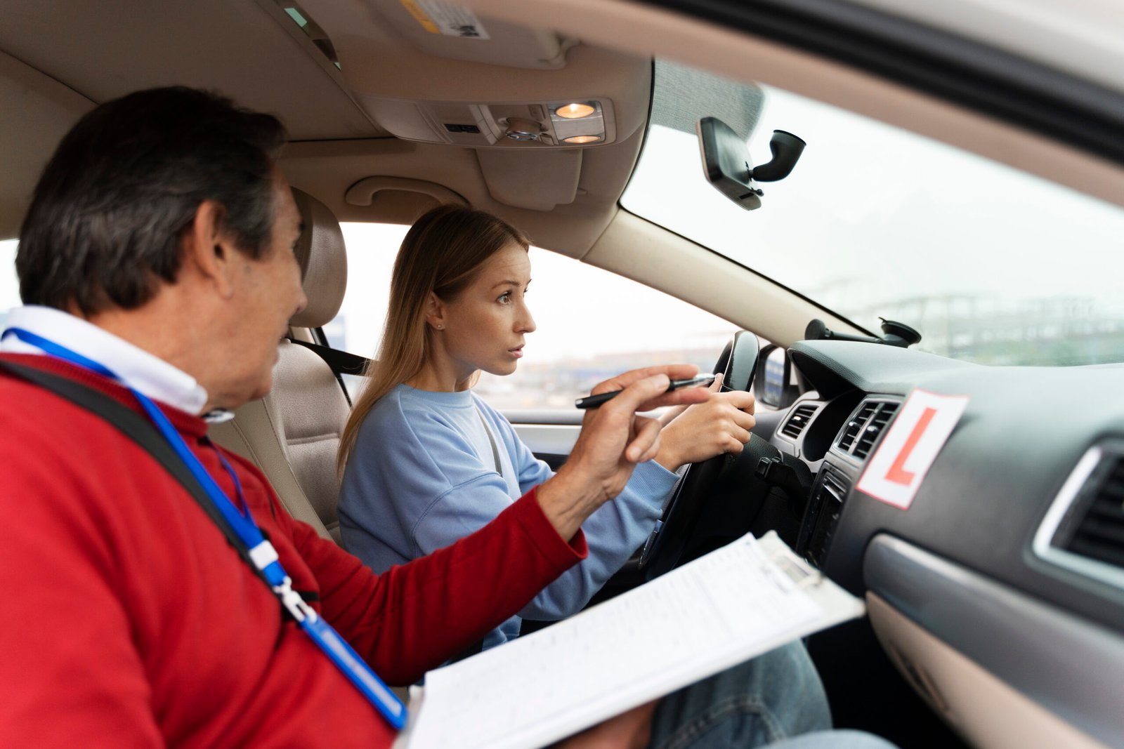 Driver practising safe and defensive driving skills